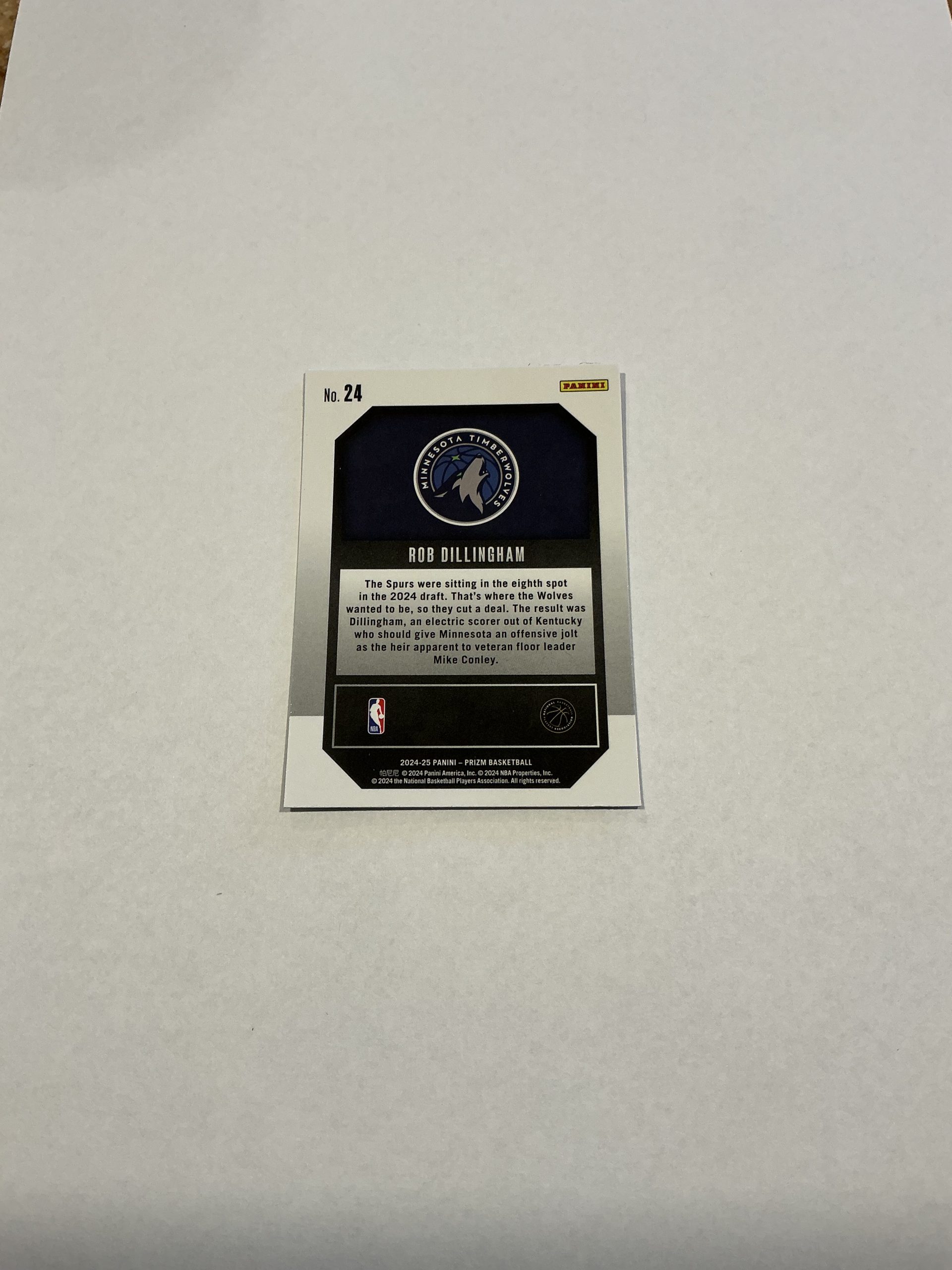 Panini Prizm Rob Dillingham Emergent Rookie Card #24 - Image 2