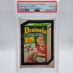 1975 Topps Wacky Packs - Drainola Cereal - 13th Series - Tan Back - PSA 4