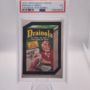1975 Topps Wacky Packs - Drainola Cereal - 13th Series - Tan Back - PSA 3