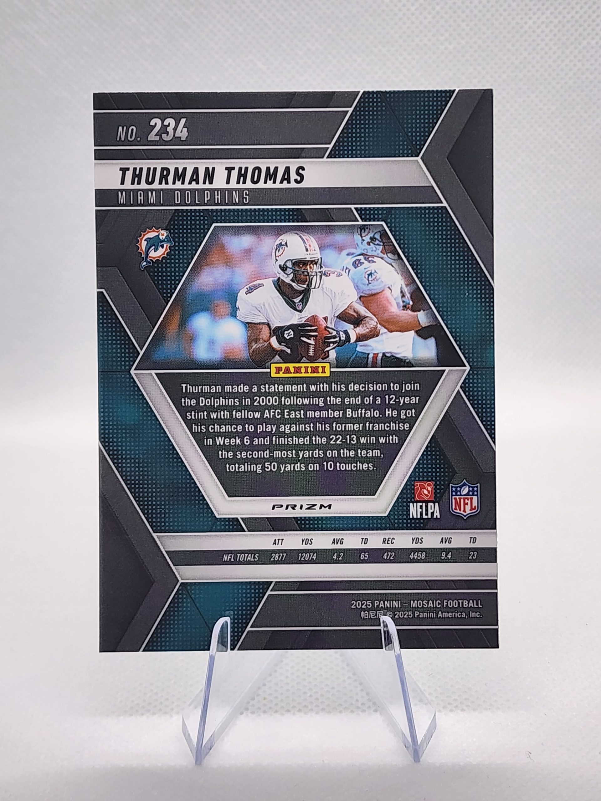 2025 Panini Mosaic - Green Mosaic Prizm - Thurman Thomas #234 - Dolphins - Image 2