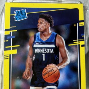2020-21 PANINI DONRUSS RATED ROOKIE YELLOW FLOOD EXCLUSIVE SSP RC ANTHONY EDWARDS GRADED GM-MT 9.5