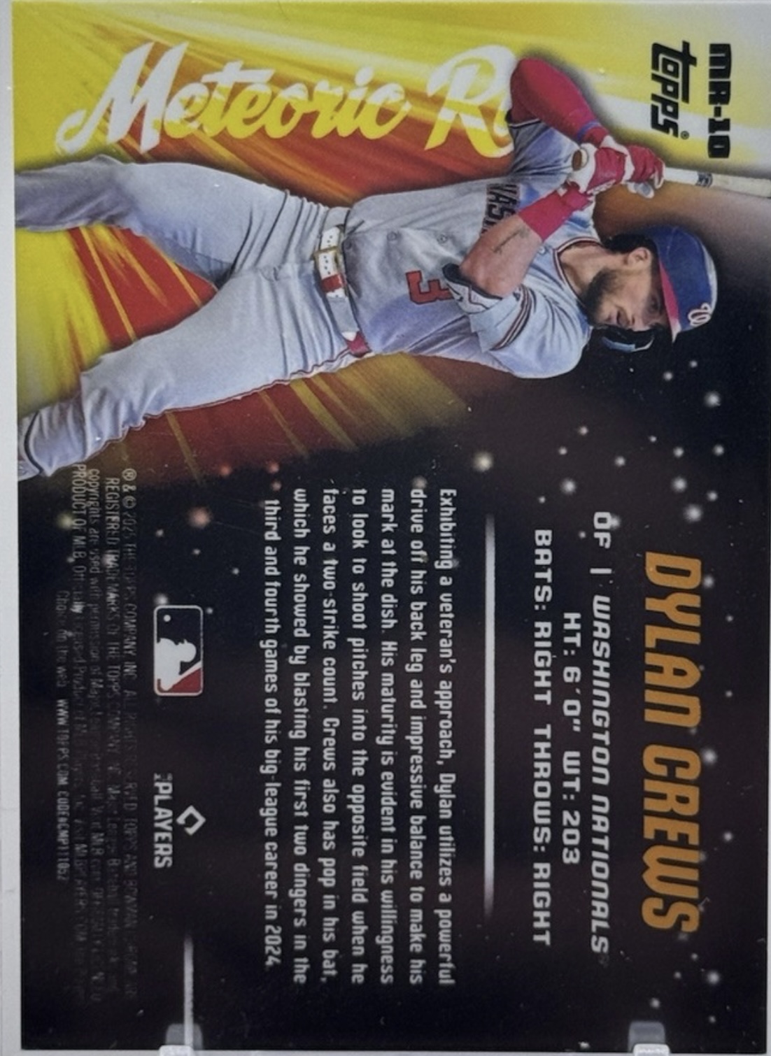 2025 BOWMAN CHROME METEORIC RISE MOJO REFRACTOR SSP /75 RC DYLAN CREWS - Image 2