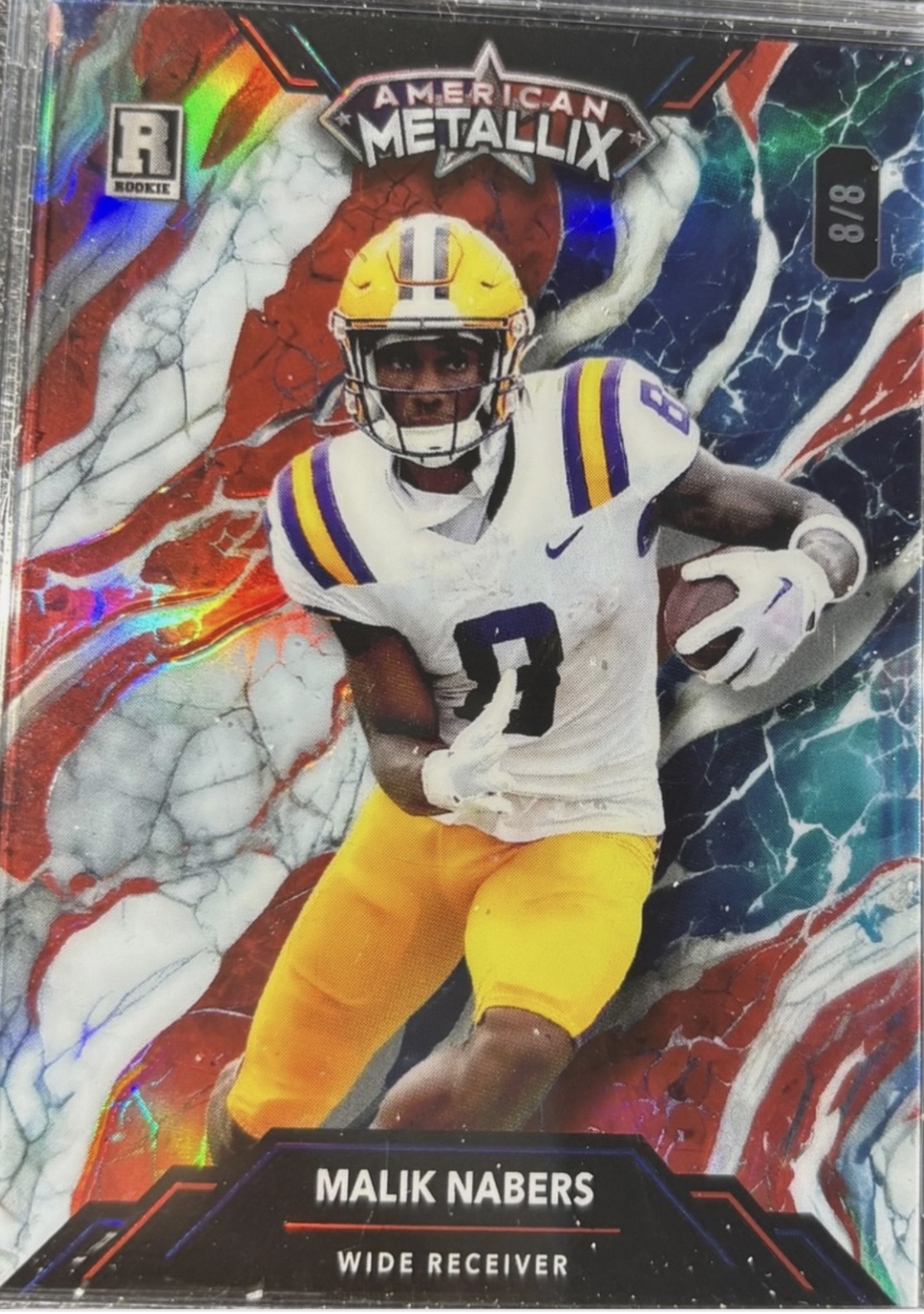 2024 WILD CARD METALLIX SSP RC /8 AM. FLAG REFRACTOR MALIK NABERS BOOKEND 8/8 RC