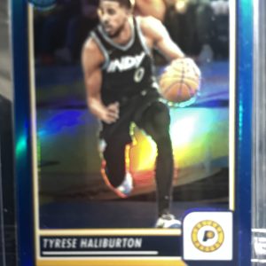 2023-24 PANINI PREMIUM STOCK AQUA HOLO PRIZM SSP #02/15 TYRESE HALIBURTON