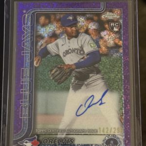 2025 Topps Chrome Orelvis Martinez RC Purple Speckle Refractor on card Auto /299