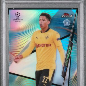 2020 TOPPS FINEST UCL JUDE BELLINGHAM ROOKIE AQUA REFRACTOR 39/75 PSA 9