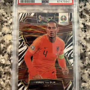 2020 PANINI SELECT UEFA EURO #85 VIRGIL VAN DIJK ZEBRA PRIZM PSA 9