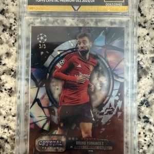 BRUNO FERNANDES MANCHESTER UTD GETGRADED 10 RED 5/5 TOPPS CRYSTAL