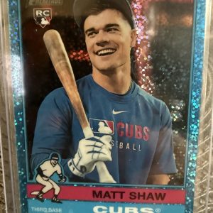 2025 Topps Heritage High Number Matt Shaw #712 Chrome Light Blue Sparkle RC